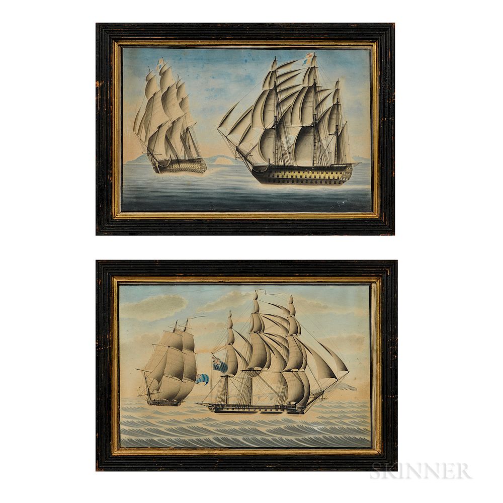 Appraisal: Anglo American School Early th Century Two Maritime Scenes Anglo