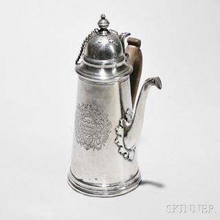 Appraisal: Queen Anne Sterling Silver Chocolate Pot London - Richard Green