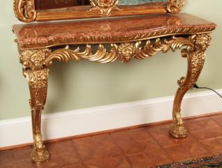 Appraisal: ITALIAN CARVED GILTWOOD NEO-CLASSICAL MARBLE TOP CONSOLE H X W