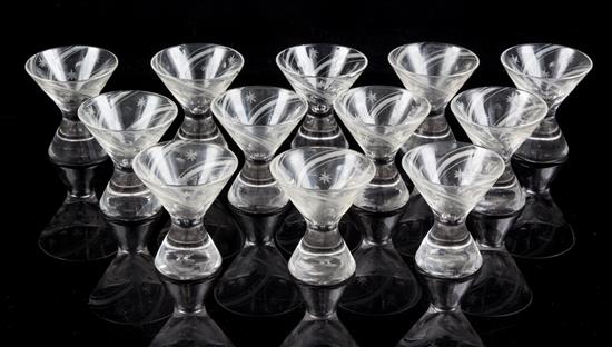 Appraisal: Sale Lot Twelve Etched Glass Dessert Cups th century each