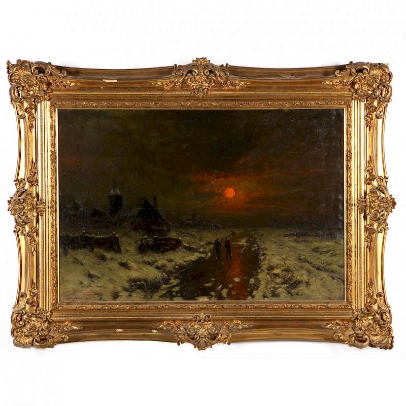 Appraisal: Gustave Langenberg - Winter Nocturne oil on canvas signed at