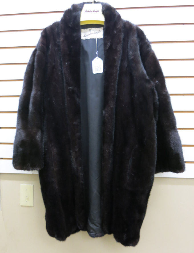 Appraisal: LADY'S MINK FUR COAT dark brown black fur three hook