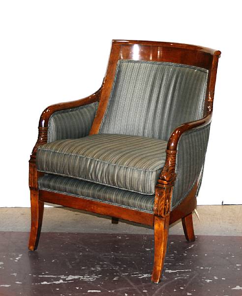 Appraisal: A Charles X style upholstered chair height in width in