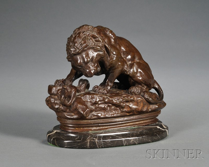 Appraisal: Antoine-Louis Barye French - Bronze Figure of a Lion Crushing