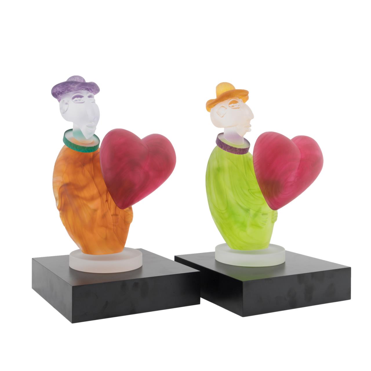 Appraisal: PAIR BOROWSKI ART GLASS 'LOVE MESSENGERS' Pair of Borowski art