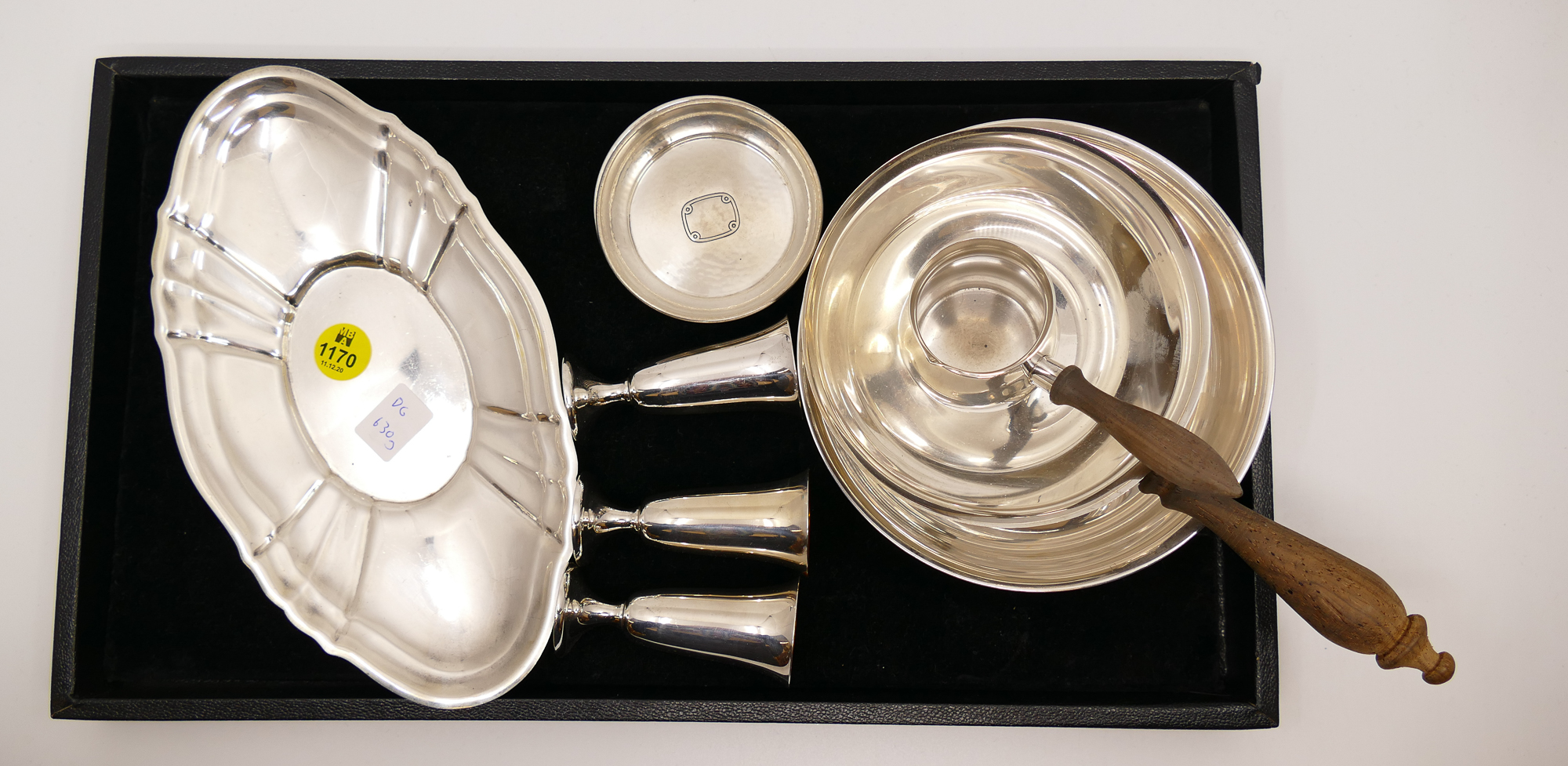 Appraisal: Tray pc Sterling Porringers and Nut Dishes- largest ''- g