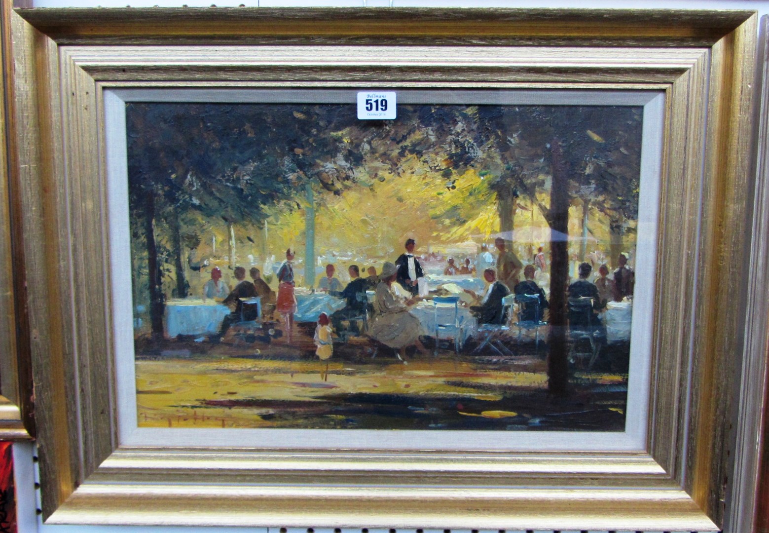 Appraisal: Roy Petley b Street cafe oil on board signed cm