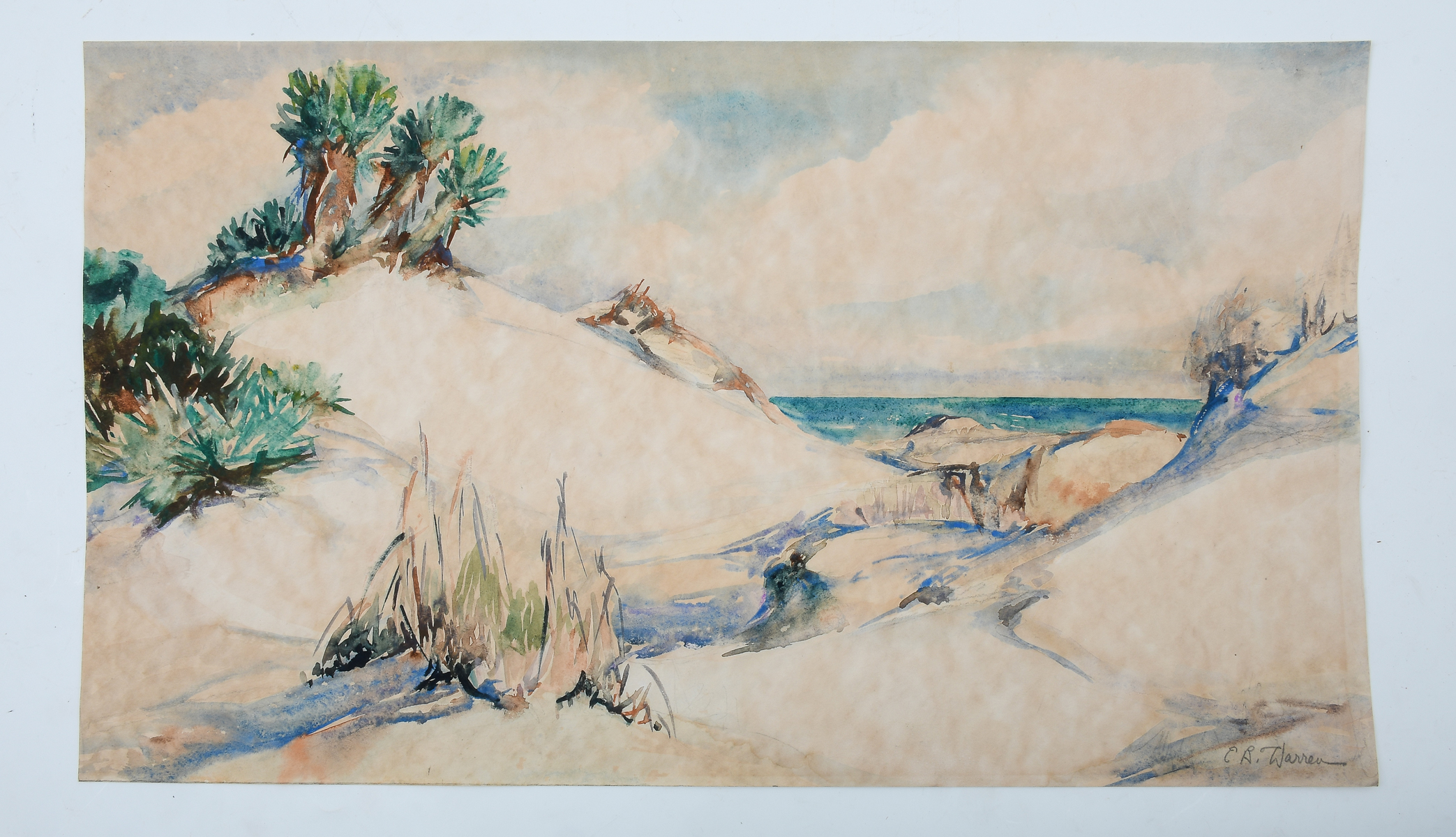 Appraisal: WARREN Elizabeth Boardman American - Florida Dunes Beach Scene Watercolor