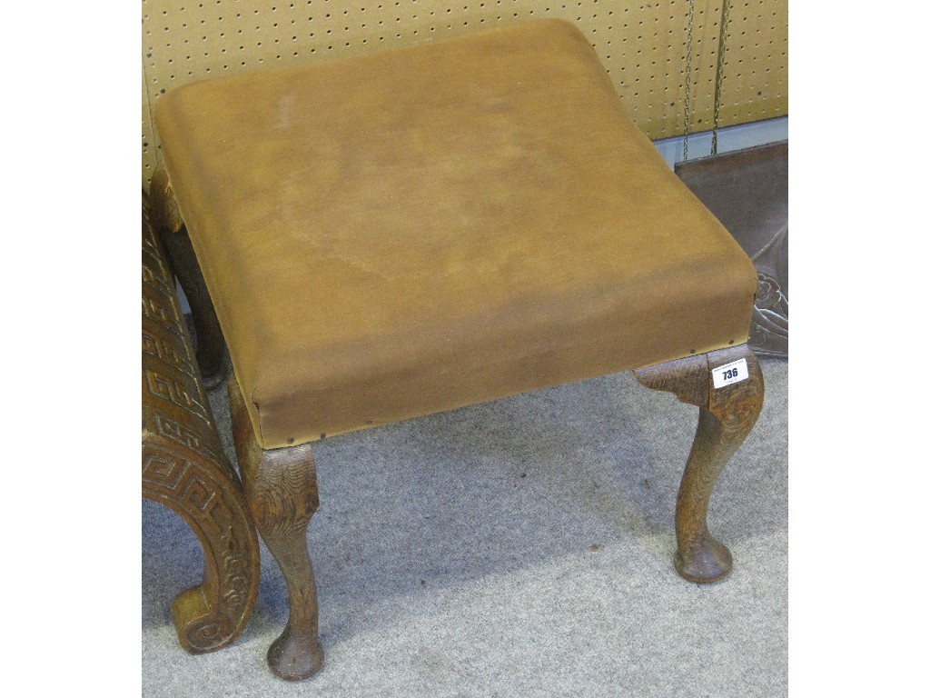 Appraisal: Oak and upholstered stool