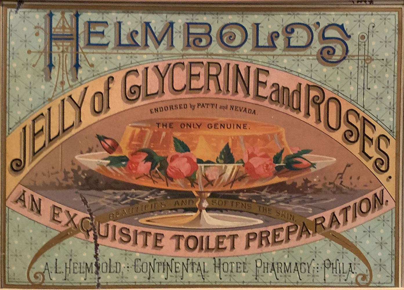 Appraisal: HELMBOLD'S JELLY OF GLYCERIN AND ROSES ADVERTISEMENT Lithograph on Tin