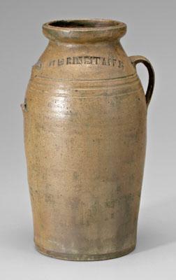 Appraisal: William Grinstaff pottery jar salt glazed stoneware pale olive cream