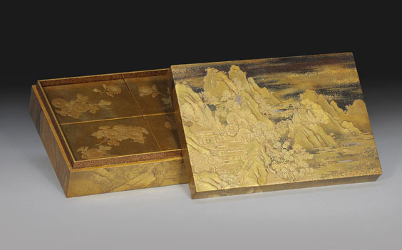 Appraisal: ANTIQUE JAPANESE GOLD LACQUER BOX Antique Japanese gold lacquer box