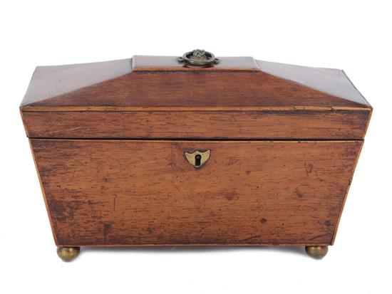 Appraisal: English inlaid mahogany double tea caddy th century H W