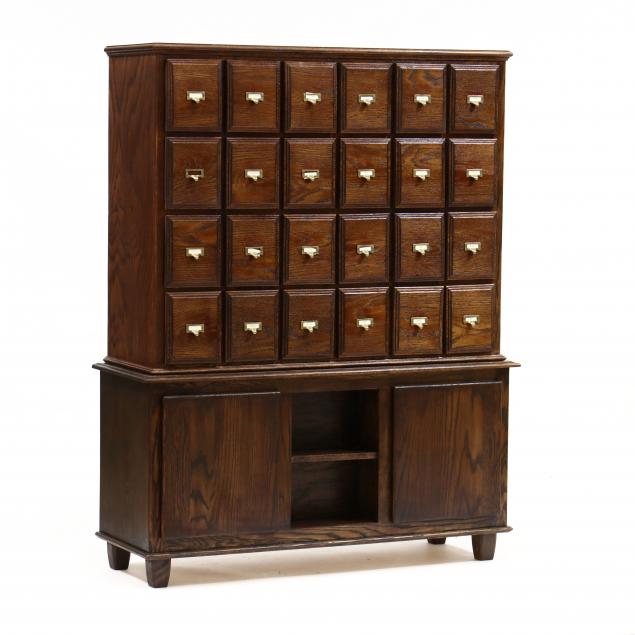 Appraisal: CUSTOM OAK STORAGE CABINET Late th century hand crafted by