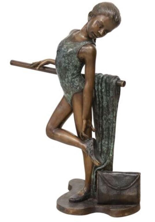 Appraisal: Near life-size patinated bronze sculpture Young Ballerina Standing at the