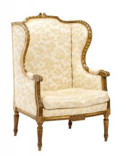 Appraisal: French Louis XVI Gilt Wood Confessional Bergere A Louis XVI