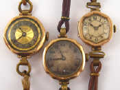 Appraisal: Three vintage carat gold lady's wristwatches all A F including