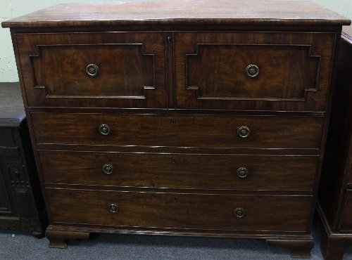 Appraisal: A Regency mahogany secretaire chest the secretaire drawer with fielded