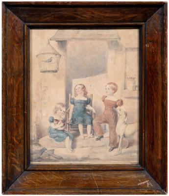 Appraisal: Thomas Crane watercolor British - three children in a stoop