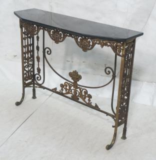 Appraisal: OSCAR BACH Style Iron Glass Hall Console Table Art deco