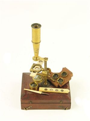 Appraisal: A th century brass Gould type microscope with lenses and