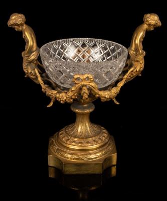 Appraisal: A gilt metal mounted bowl the cut glass bowl with