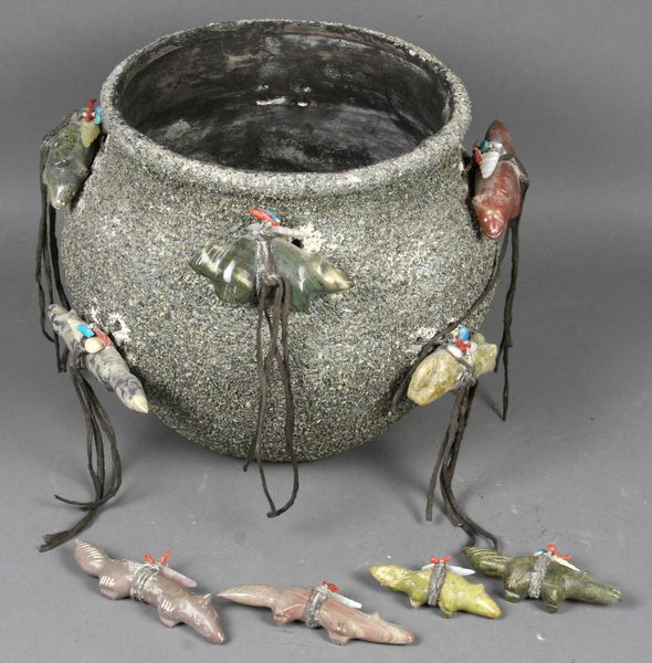 Appraisal: Decorated stone Indian bowl h x dia at opening Good