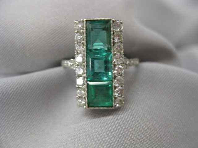 Appraisal: Platinum Emerald Diamond Ring square calibre cut emeralds totaling carats