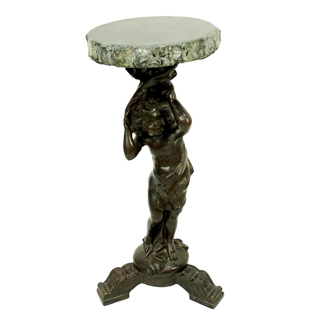 Appraisal: Bronze Pedestal A Bronze Putti Figural Pedestal with Marble Top