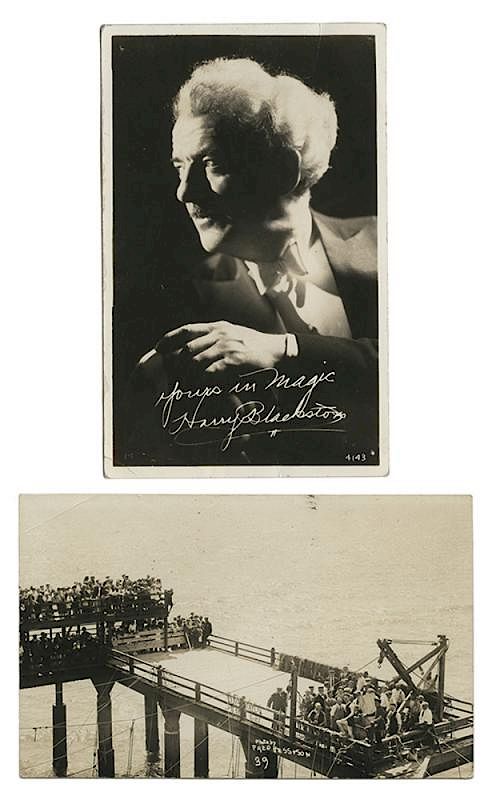 Appraisal: Harry Blackstone Overboard Box Escape Postcard Blackstone Harry Henry Bouton