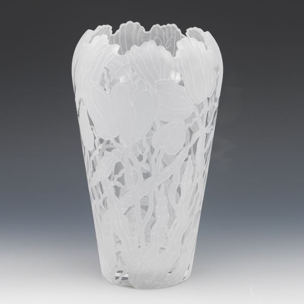 Appraisal: MARIALYCE HAWKE AMERICAN B x Frosted and etched clear glass