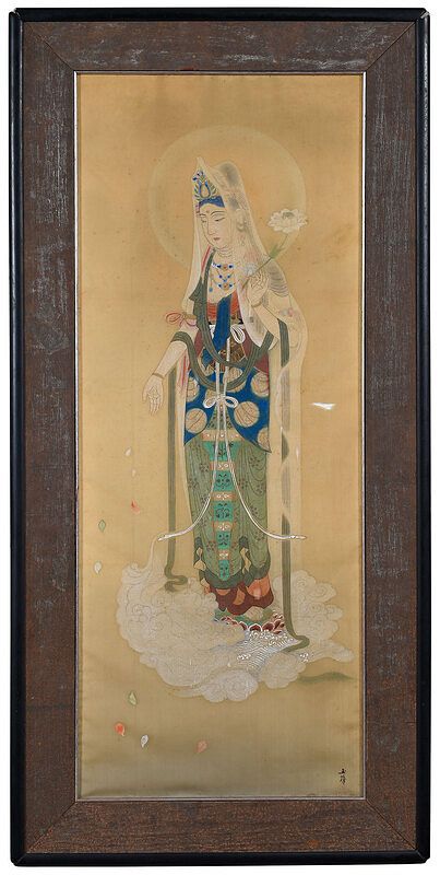 Appraisal: Framed Asian School Painting on Silk probably Japanese th century