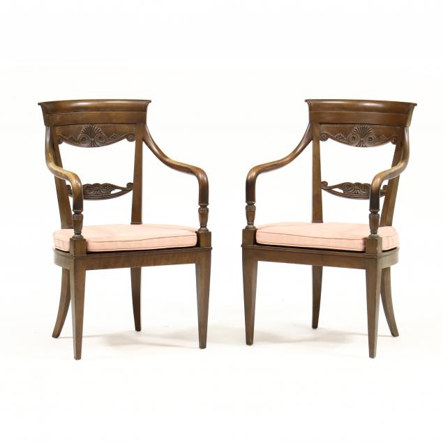 Appraisal: ATTRIBUTED TO BAKER PAIR OF FRENCH EMPIRE STYLE CHERRY ARMCHAIRS