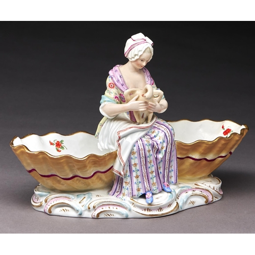 Appraisal: A Meissen figural double shell sweetmeat stand mid th c