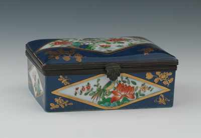 Appraisal: A Hand Decorated Chinese Porcelain Box Hinged domed lidded box