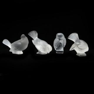 Appraisal: Lalique Four Frosted Crystal Birds mid to late th century