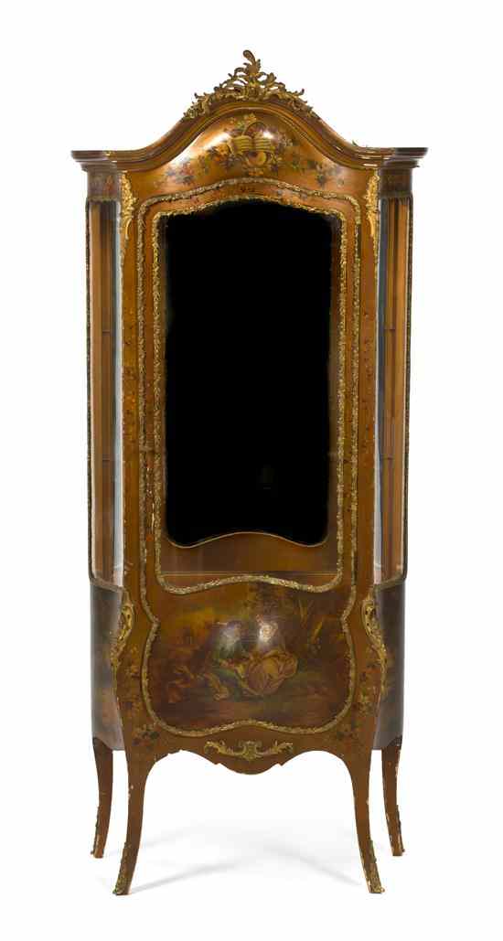 Appraisal: A Continental Gilt Metal Mounted and Vernis Martin Decorated Vitrine