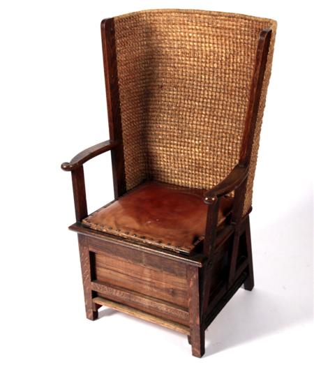 Appraisal: A softwood framed Orkney chair with straw back over open