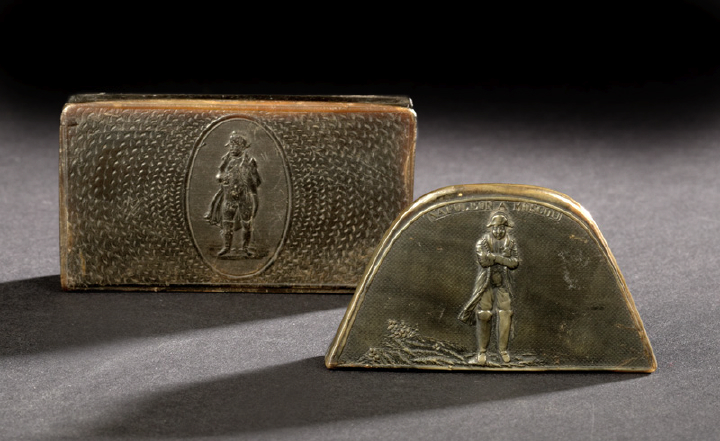 Appraisal: Rare French Carved Horn Snuffbox in the Form of Napoleon's