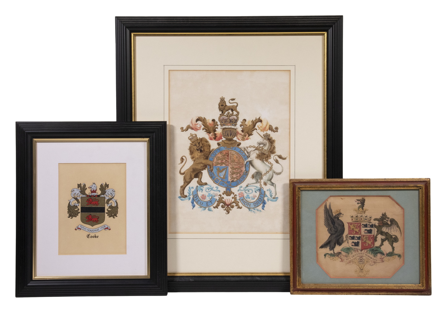 Appraisal: PAINTED ENGLISH COATS OF ARMS Heraldic Seals the first of