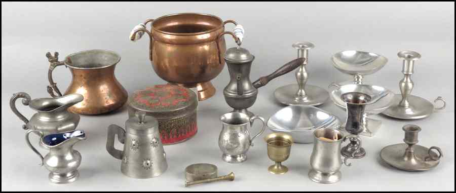 Appraisal: COLLECTION OF PEWTER TABLE ARTICLES Together with a sterling silver