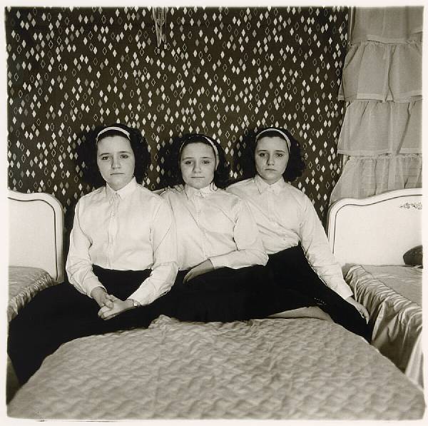 Appraisal: n a Diane Arbus American - Triplets in their Bedroom