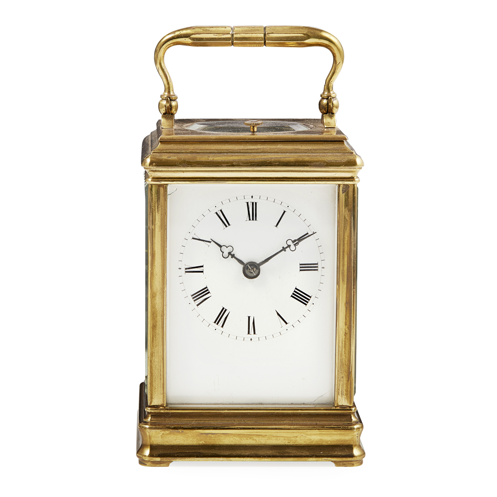 Appraisal: FRENCH GILT BRASS REPEATER CARRIAGE CLOCK LATE TH EARLY TH