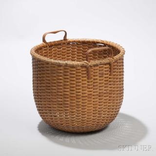 Appraisal: Nantucket Basket Mitchell Ray Nantucket Massachusetts th century with carved