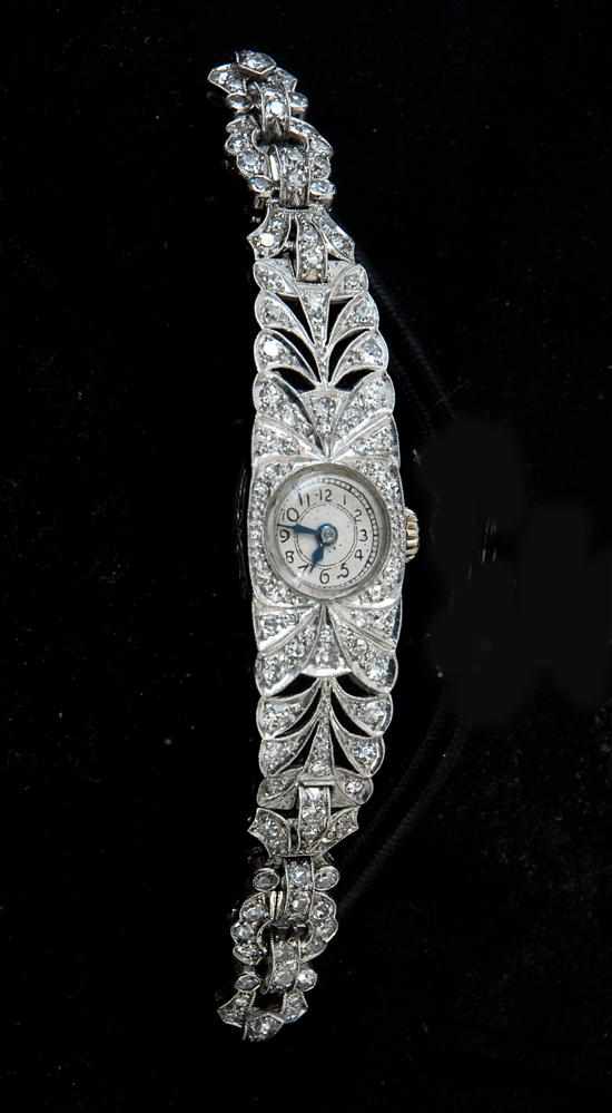 Appraisal: A Ladies Art Deco diamond cocktail wristwatch Manual movement circular