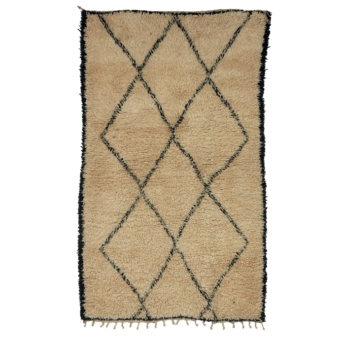 Appraisal: Moroccan rug thick hand-knotted natural wool with thick pile cream