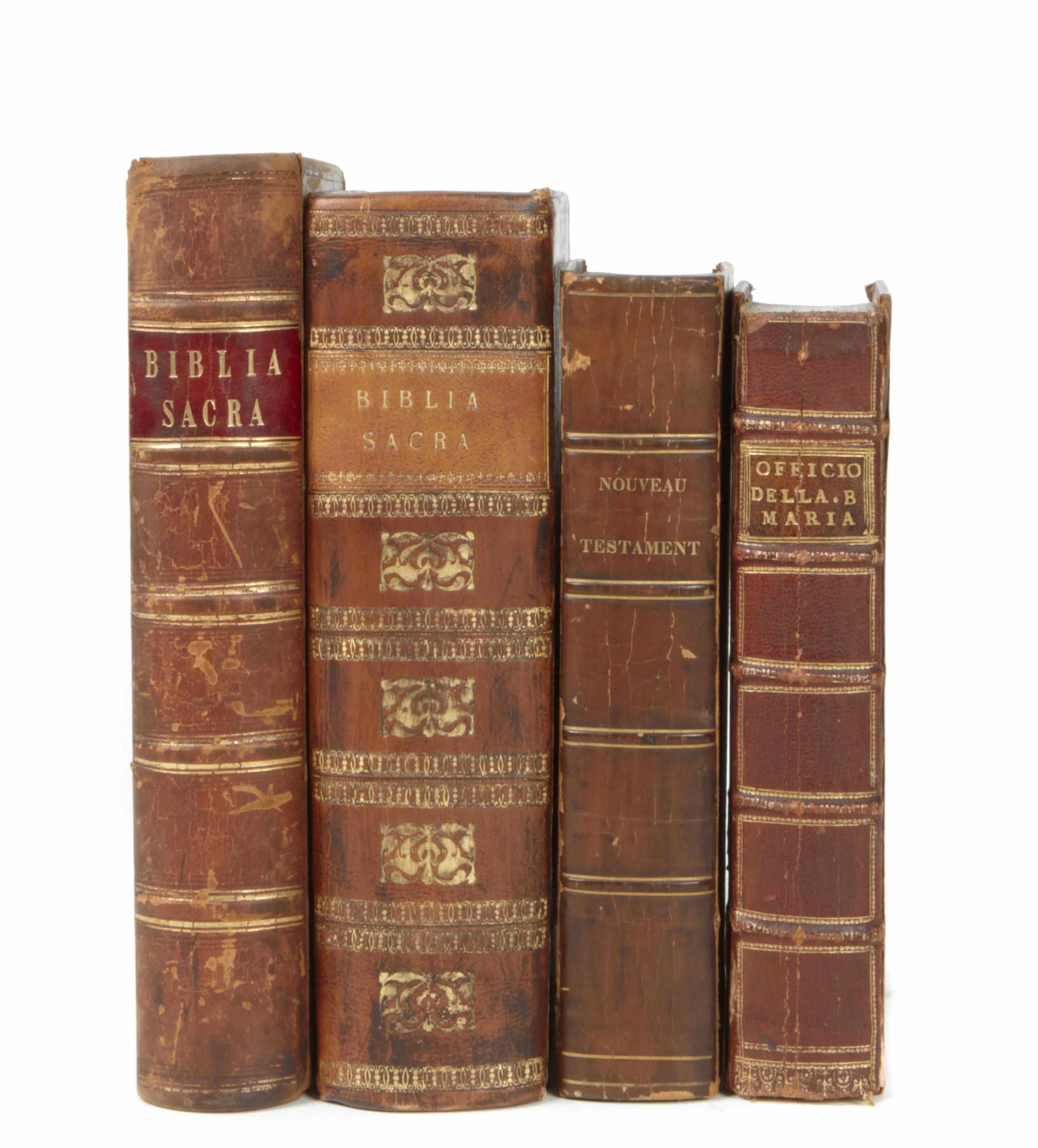 Appraisal: BIBLES IN LATIN volumes including Novum Jesu Christi Testamentum Vulgate