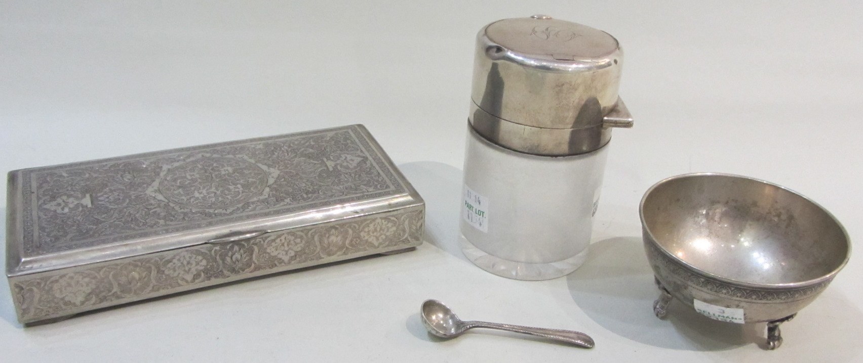 Appraisal: A rectangular hinge lidded box with engraved decoration probably Persian