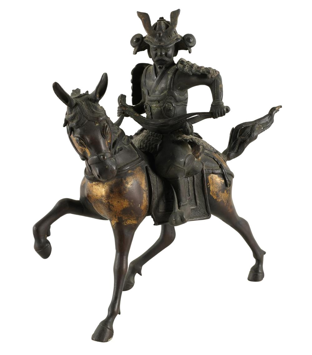 Appraisal: JAPANESE SAMURAI ON HORSEBACKbronze with varying patina on figure and