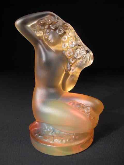 Appraisal: Small Lalique pale amber frosted glass nude figure of a